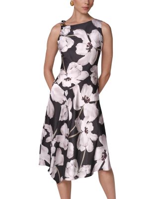 Floral Asymmetric Hem A Line Dress