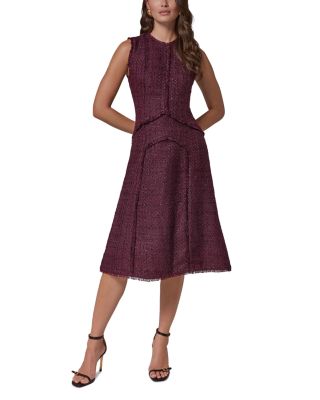 Textured Tweed A Line Midi Dress - thumbnail 2