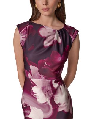 Asymmetric Neck Floral Print Sheath Dress - thumbnail 5
