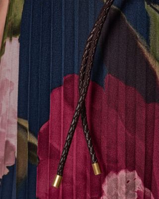 Printed Chiffon Pleated A Line Midi Dress - thumbnail 6