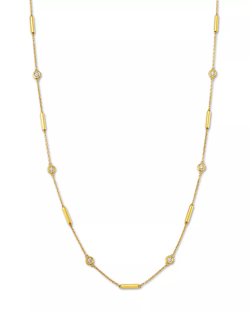 Roberto Coin 18K Yellow Gold Diamond Bezel & Polished Bar Collar Necklace, 0.33 tcw