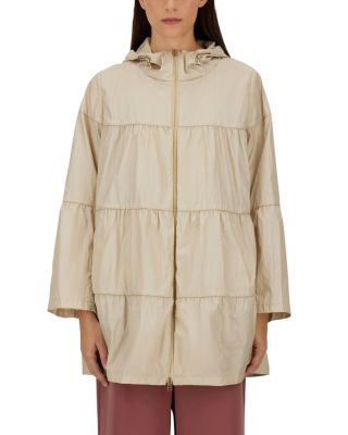 Shiny Crinkled Tiered Hooded Coat
