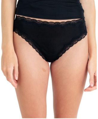  Women's Soft Silk Lace Trim Thong