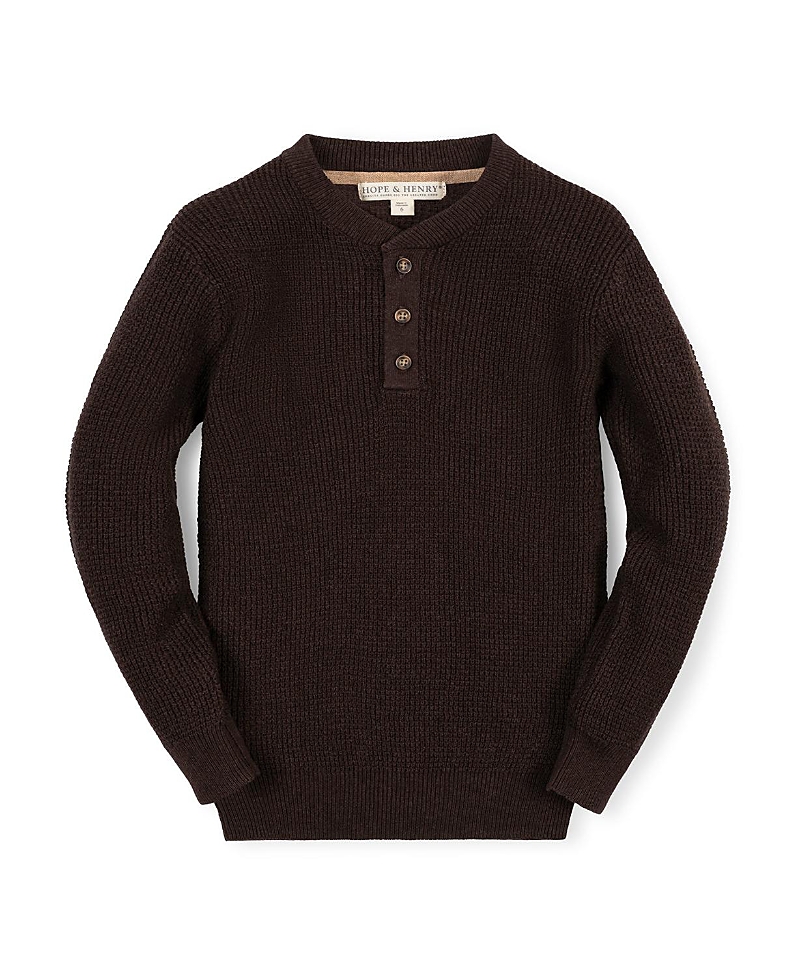 Hope & Henry Boys' Organic Sweater Henley with Elbow Patches - Little Kid, Big Kid