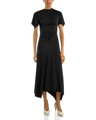 Round Neck Blousey Slit Sleeve Midi Dress