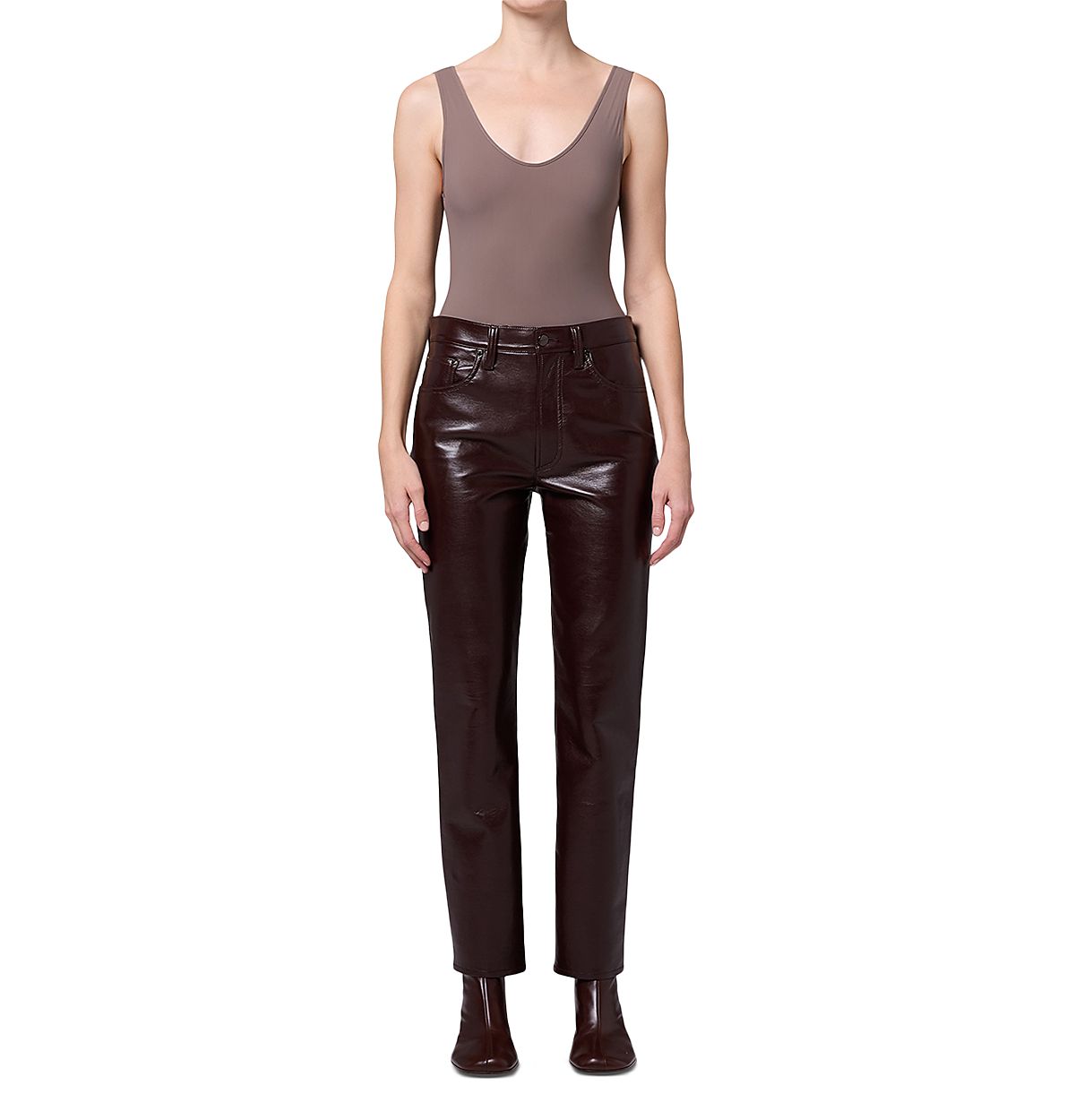 Agolde Lana Leather Blend High Rise Straight Jeans