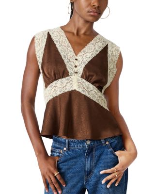 Elinor Sleeveless Lace Trim Top