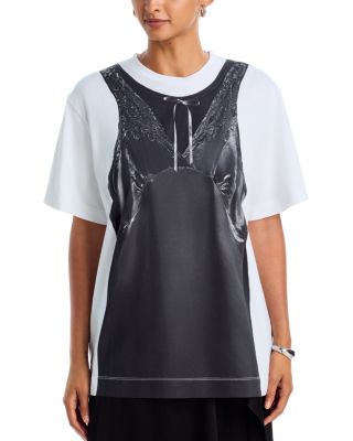 Satin Slip Dress Tromp L'oeil Print Tee