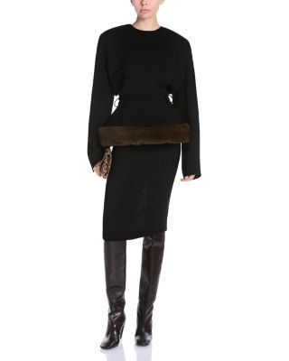 Sable Faux Fur Belt Midi Dress