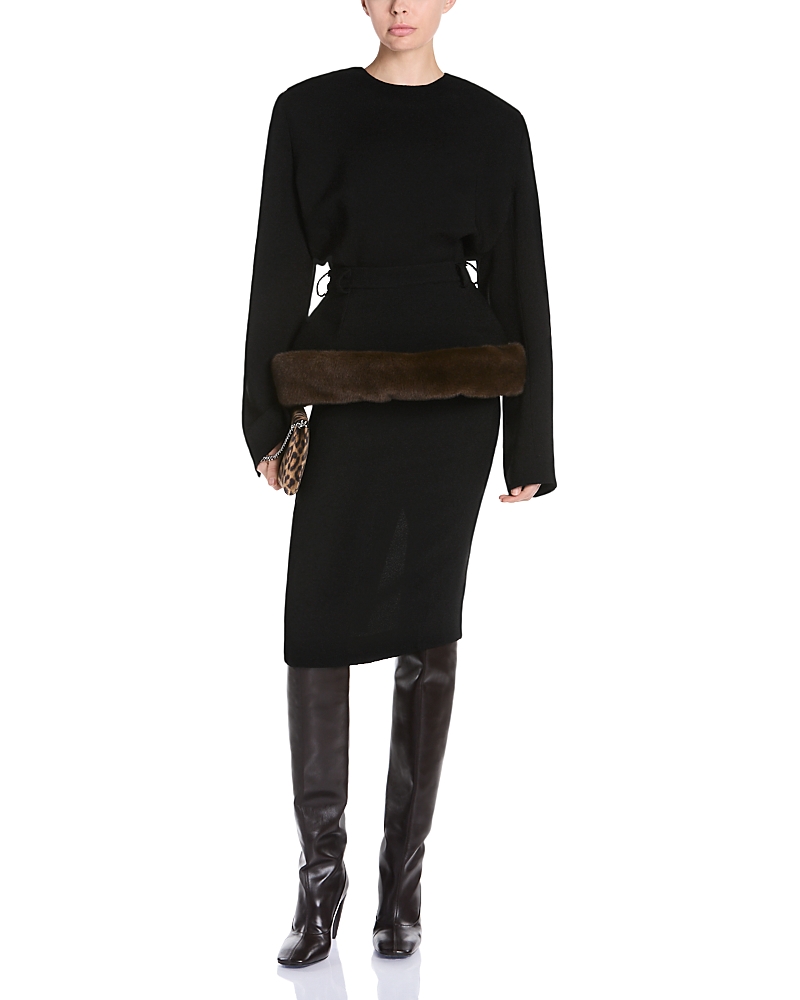 Stella McCartney Sable Faux Fur Belt Midi Dress