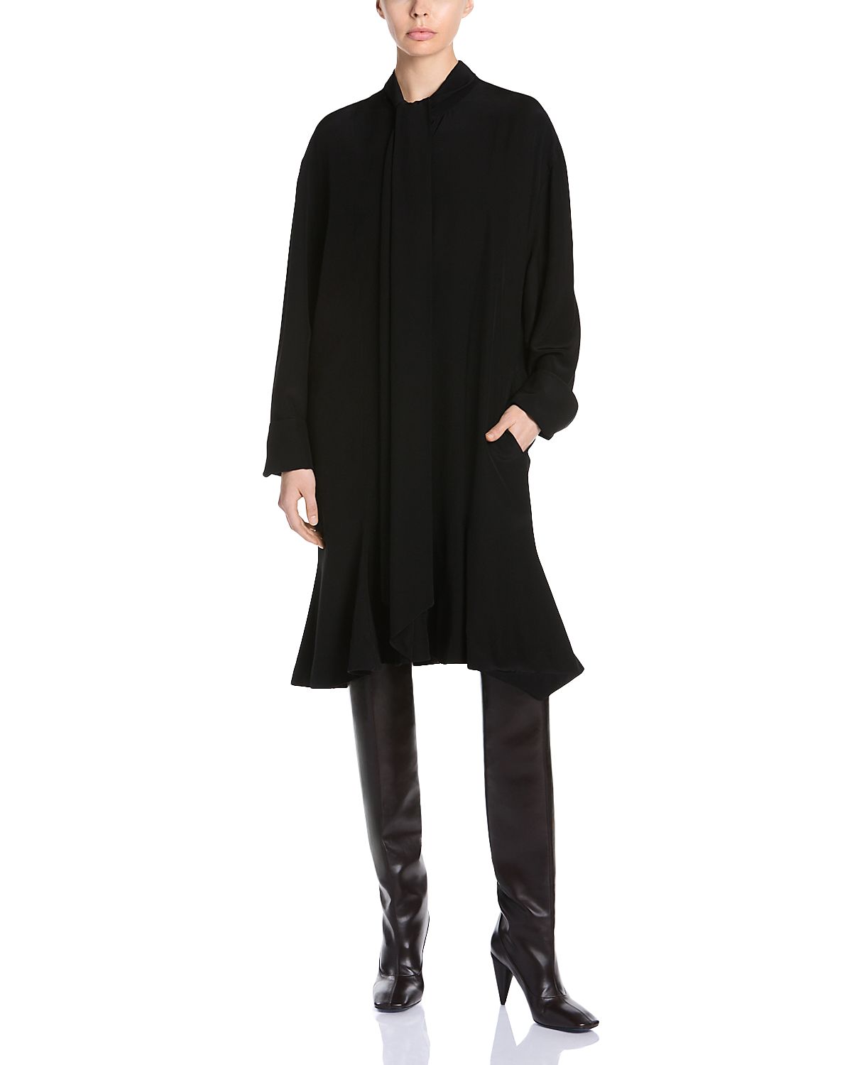 Stella McCartney Silk Bow Neck Long Sleeve Dress
