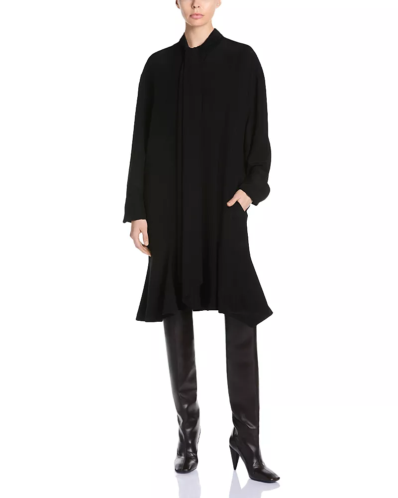 Stella McCartney Silk Bow Neck Long Sleeve Dress