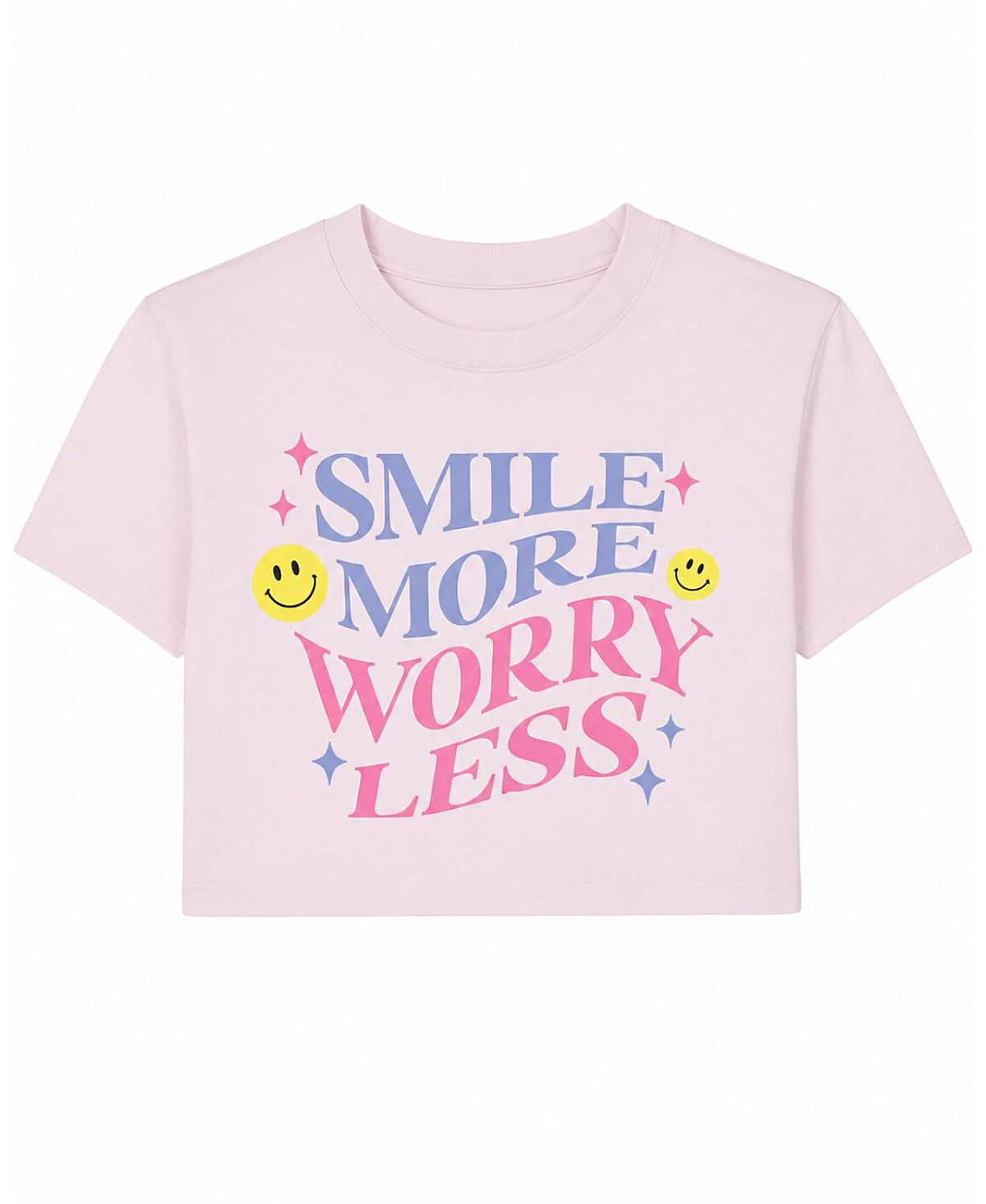 Prince Peter Collection Girls' Smile More Worry Less Distressed Crop Top - Big Kid