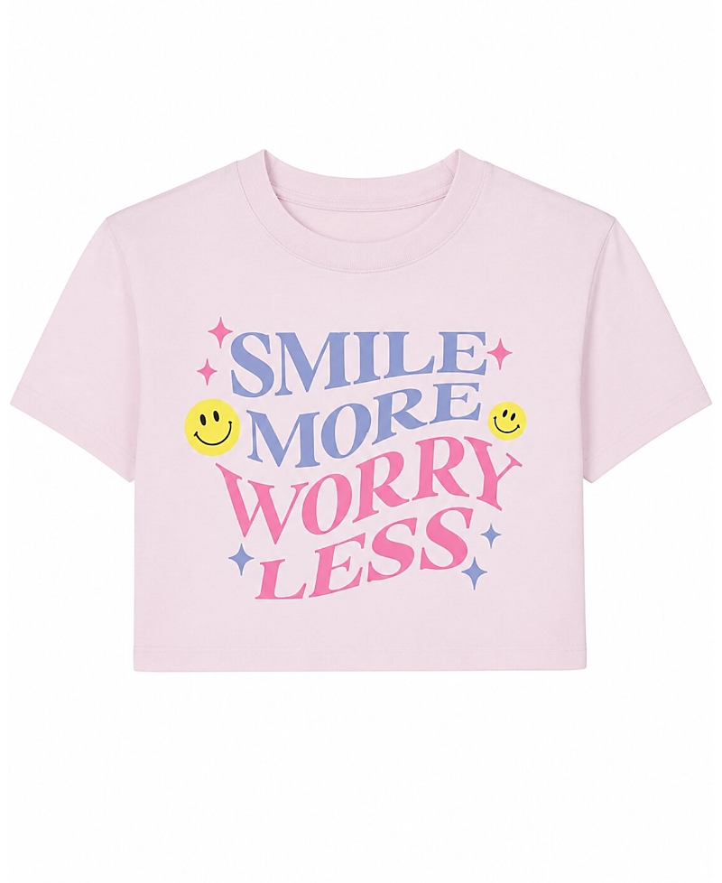 Prince Peter Collection Girls' Smile More Worry Less Distressed Crop Top - Big Kid