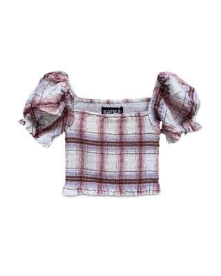 KatieJnyc Girls' Marlee Smocked Floral Puff Sleeve Top - Big Kid