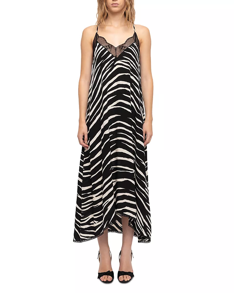 Zadig & Voltaire Risty Lace Trim Printed Dress
