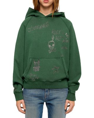 Grgy Embellished Hooded Cotton Sweatshirt