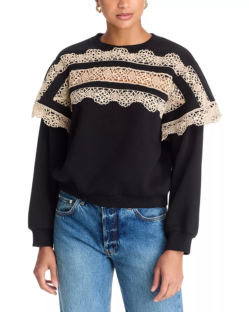 Sea Jemima Cotton Lace Trim Sweatshirt