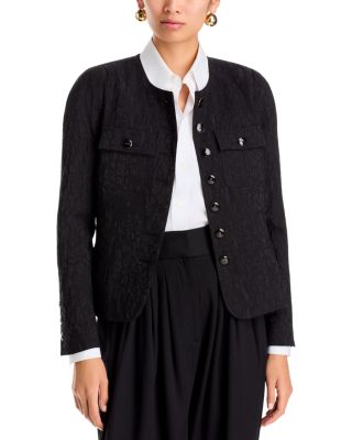 Textured Fitted Rounded Shoulder Jacket