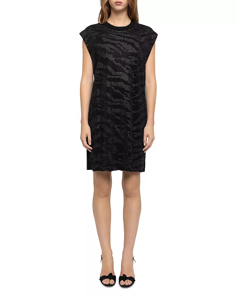 Zadig & Voltaire Roe Cotton Embellished Zebra Motif Dress