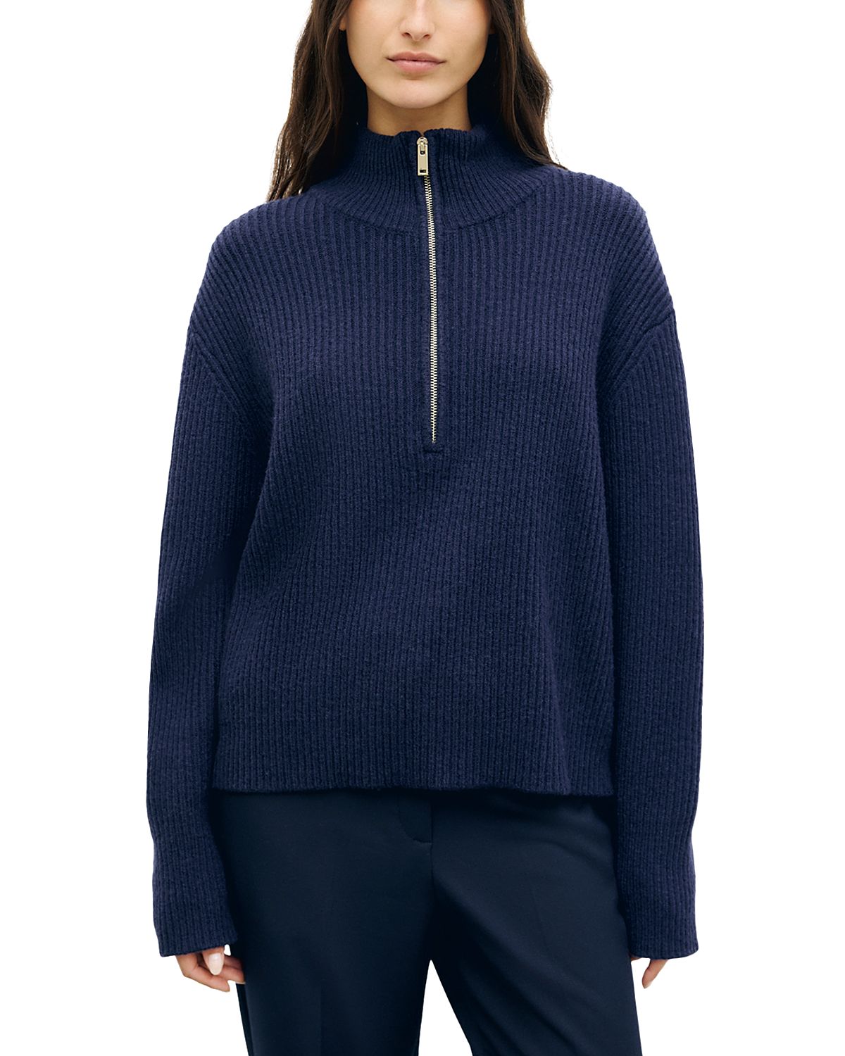 Gerard Darel Rika Half Zip Ribbed Sweater