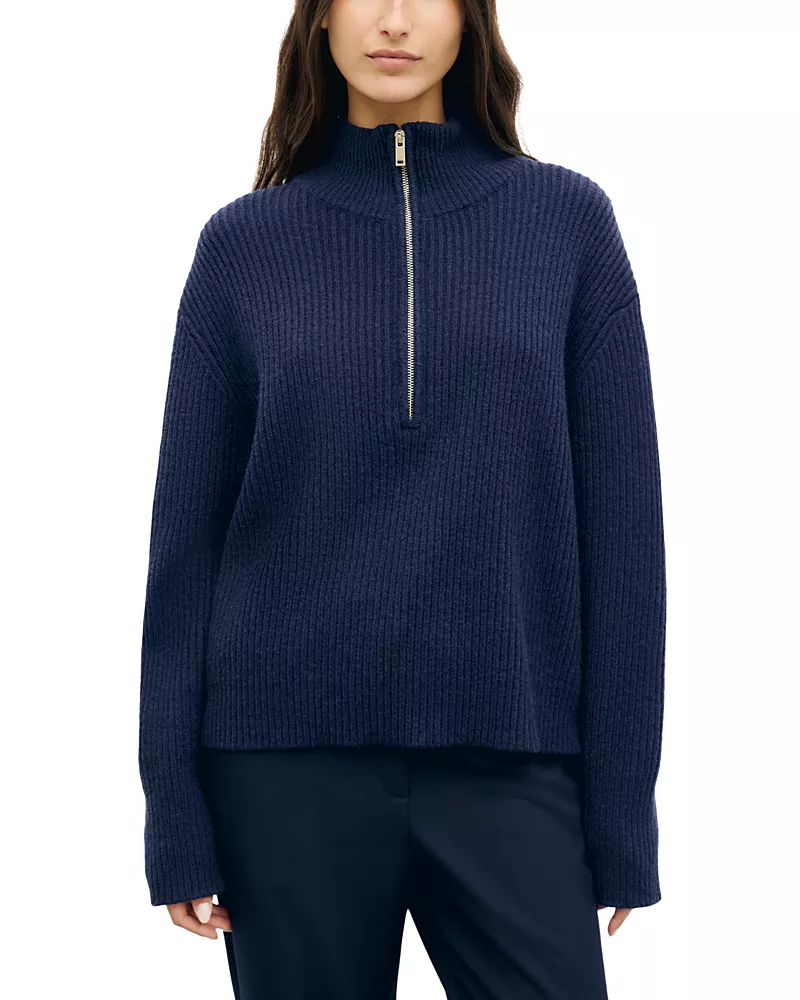 Gerard Darel Rika Half Zip Ribbed Sweater