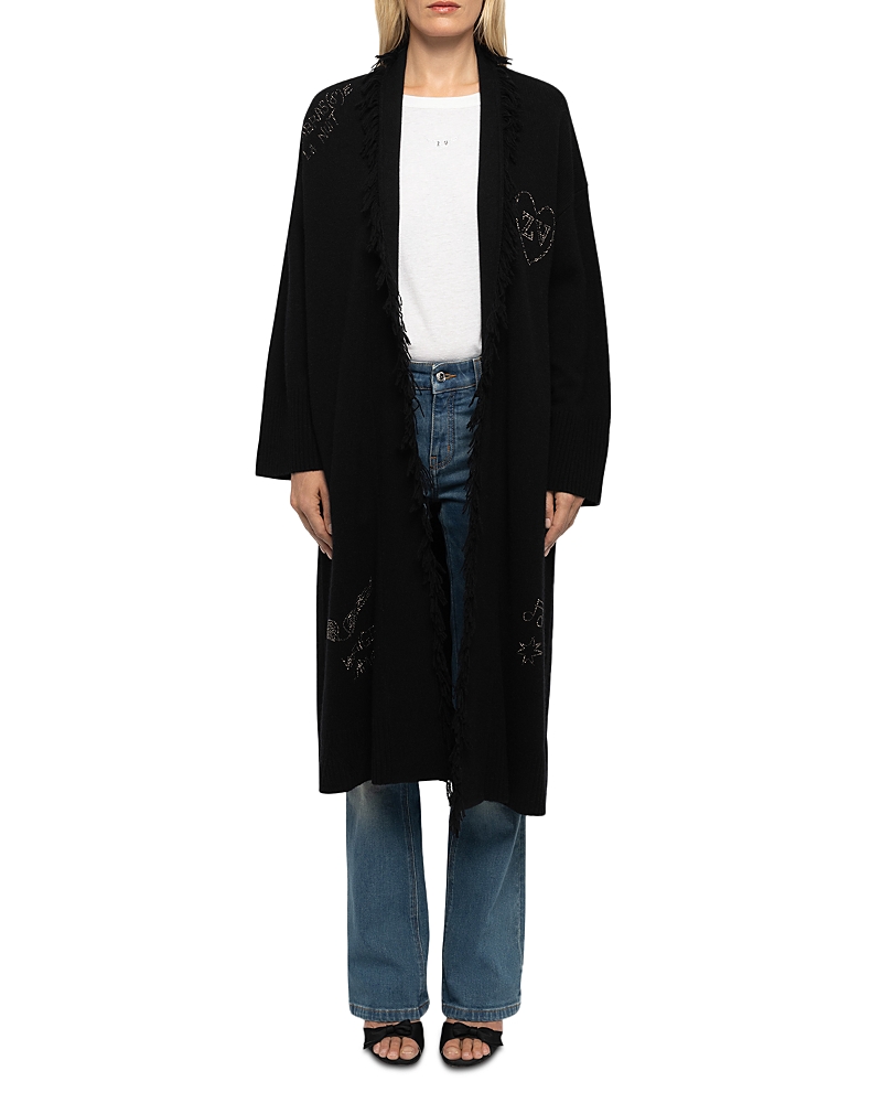 Zadig & Voltaire Camy Wool & Cashmere Fringed Embellished Cardigan