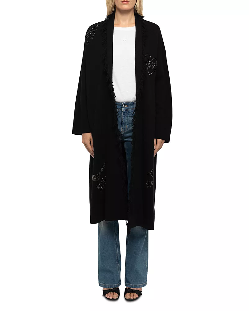 Zadig & Voltaire Camy Wool & Cashmere Fringed Embellished Cardigan