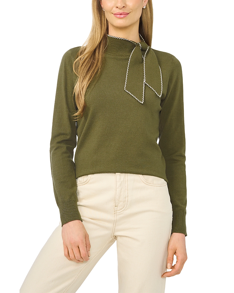 Cece Embroidered Tie Neck Sweater