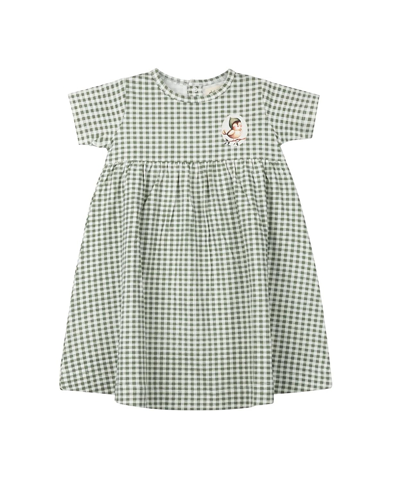 Ely's & Co. Girls' Gingham Owl Collection Short Sleeve Dress - Little Kid, Big Kid