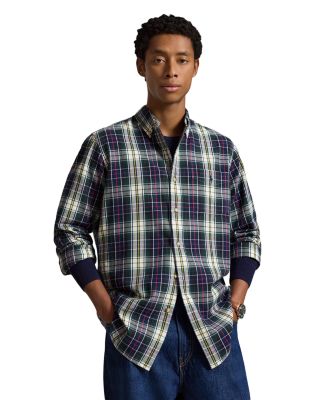 Classic Fit Cotton Plaid Brushed Oxford Shirt
