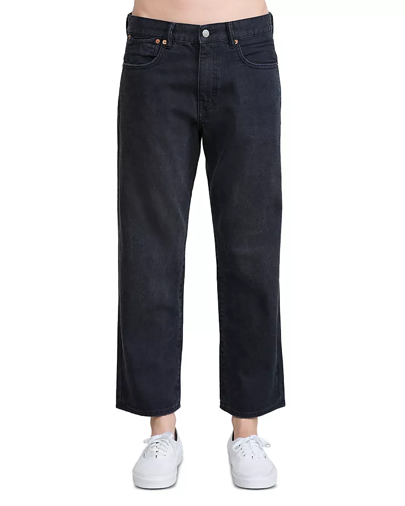 Denimist Lucy Bf High Rise Relaxed Straight Jeans in Worn Black