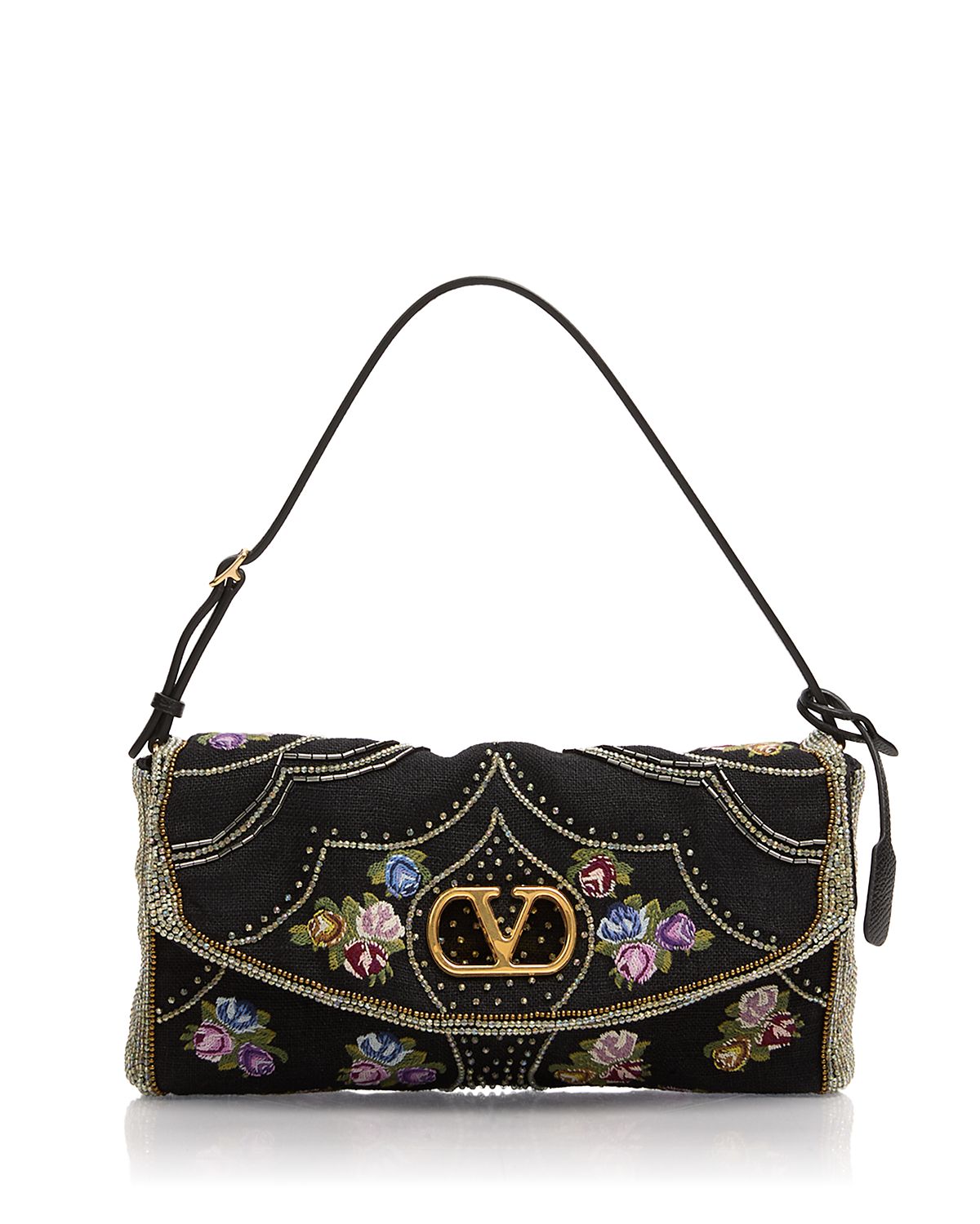 Valentino Garavani Crystal, Bead & Embroidered Floral Shoulder Bag