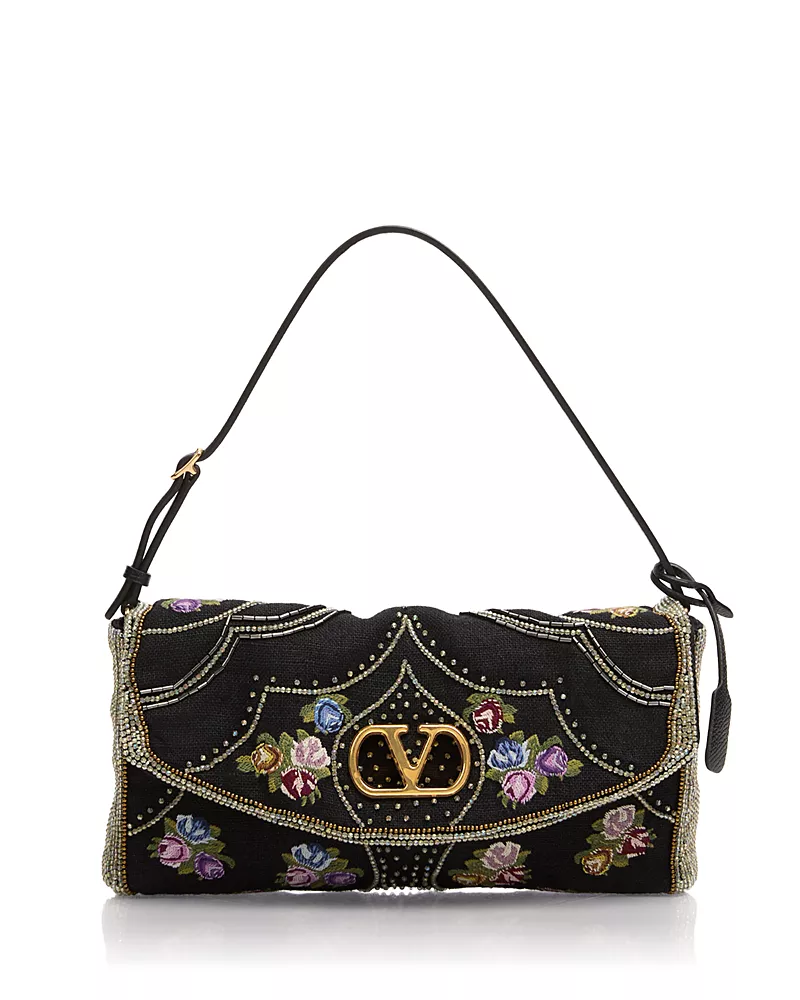 Valentino Garavani Crystal, Bead & Embroidered Floral Shoulder Bag