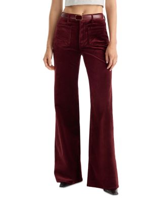 Good Waist Velvet High Rise Palazzo Jeans in Berry Noir