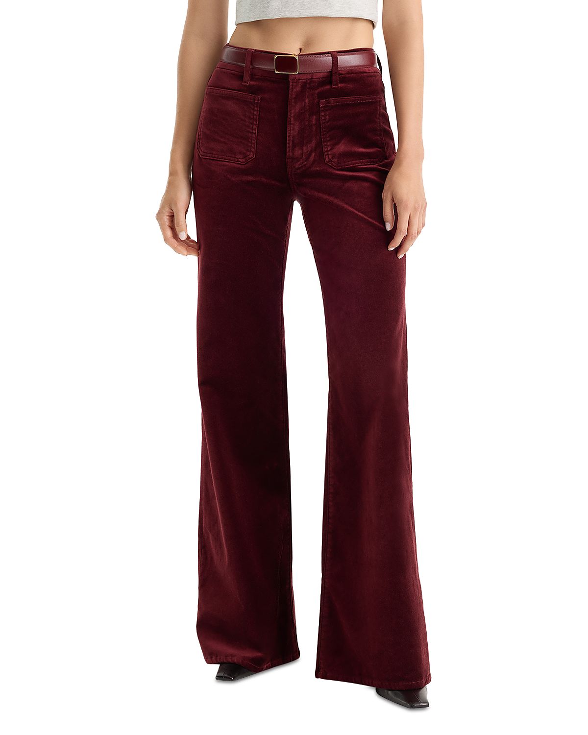 Good American Good Waist Velvet High Rise Palazzo Jeans