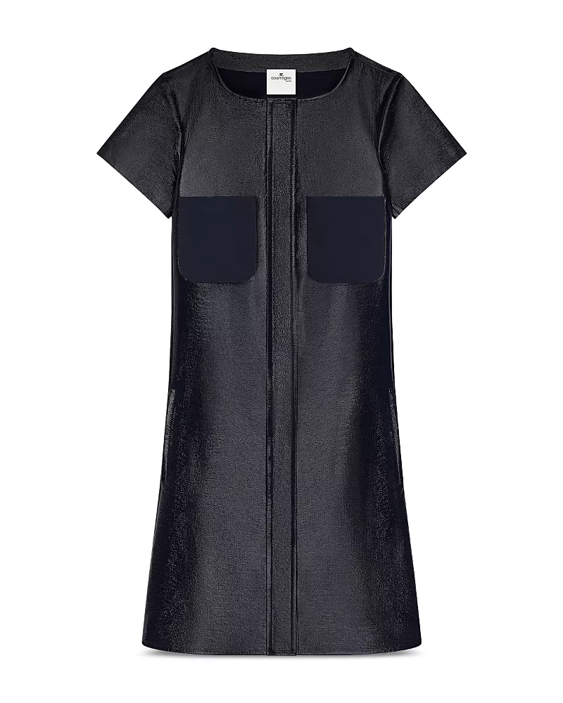 Courreges Vinyl Cotton Blend Pocket Dress