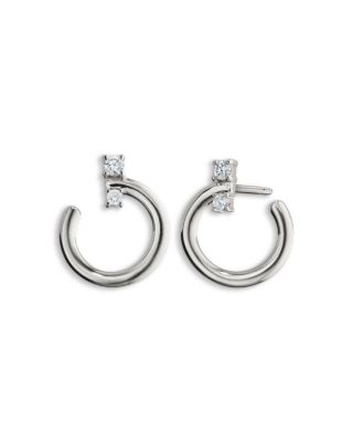 Sterling Silver Sun Moon & Stars White Sapphire Galaxy Wrap Hoop Earrings