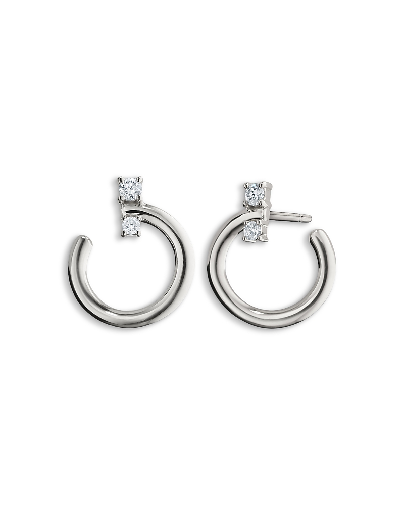 Monica Rich Kosann Sterling Silver Sun Moon & Stars White Sapphire Galaxy Wrap Hoop Earrings