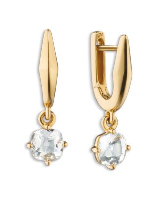18K Yellow Gold Points North Mine Cut Rock Crystal Hoop Earrings