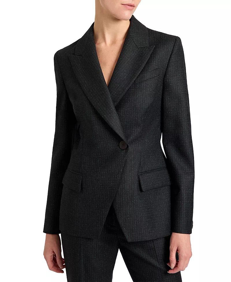 Santorelli Malli Single Button Jacket in Tonal Mini Check Wool