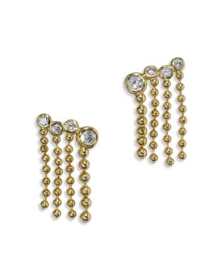 Asterales Cubic Zirconia Bubble Fringe Climber Earrings