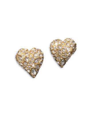 Solanles Pav&eacute; Heart Stud Earrings 
