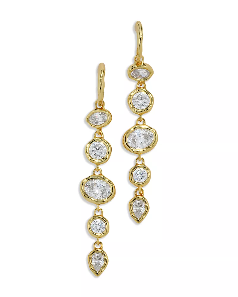 Alexis Bittar Asterales Cubic Zirconia Linked Charm Hoop Earrings