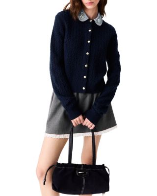 Minios Wool & Cashmere Contrast Collar Cardigan