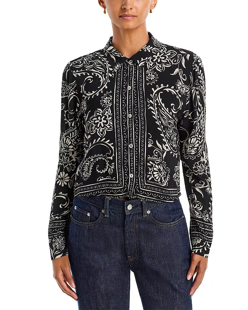 Bella Dahl Printed Long Sleeve Crop Shirt