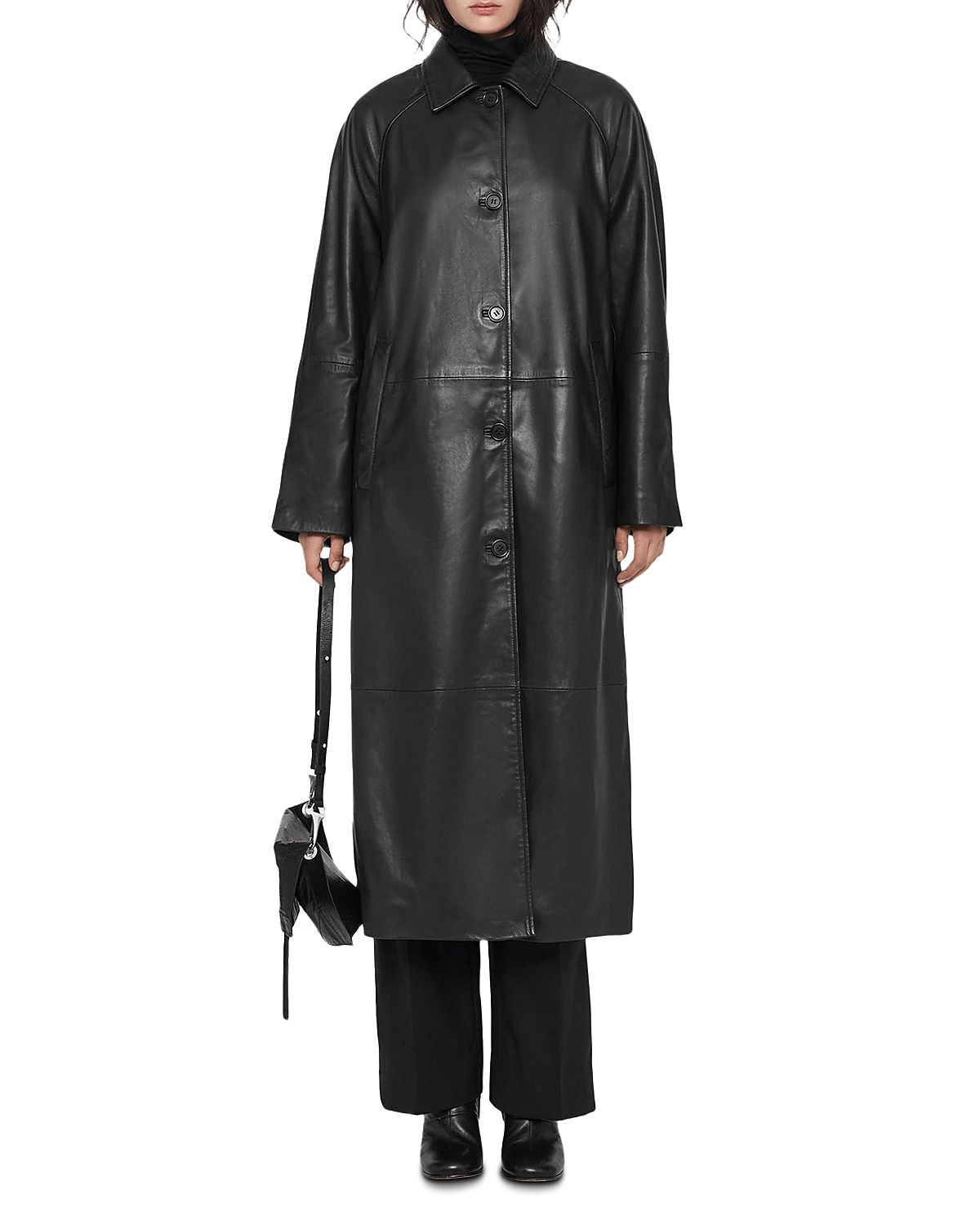 Allsaints Orville Leather Long Coat
