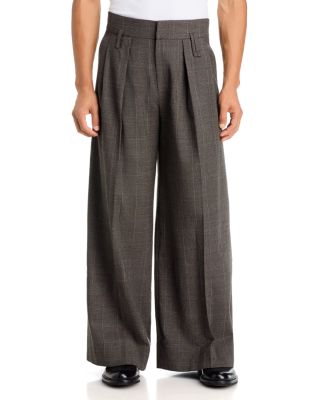 Relaxed Fit Wide Leg Wool Blend Pants