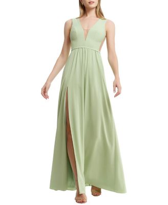  Katrina Plunge V-Neck High Slit Gown