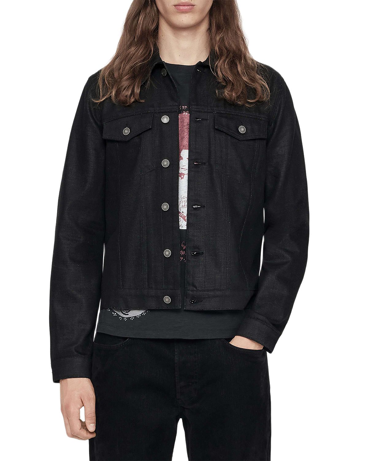 Allsaints Cotton Fitted Pocket Trucker Jacket